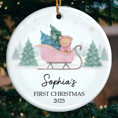 Custom Ceramic First Christmas Ornament - Personalized Christmas Baby Shower, Gifts For New Moms, New Dads, New Parents - Little Feet, Christmas Sweet