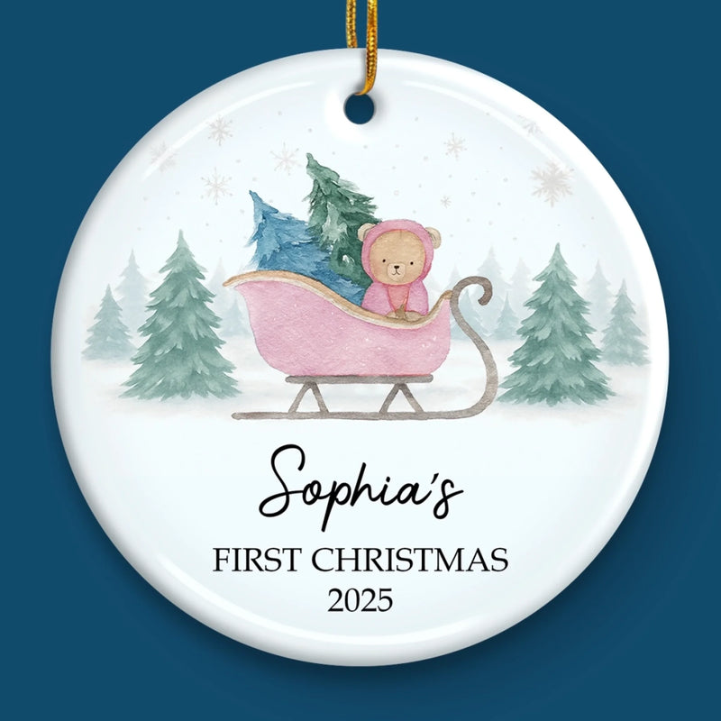 Custom Ceramic First Christmas Ornament - Personalized Christmas Baby Shower, Gifts For New Moms, New Dads, New Parents - Little Feet, Christmas Sweet