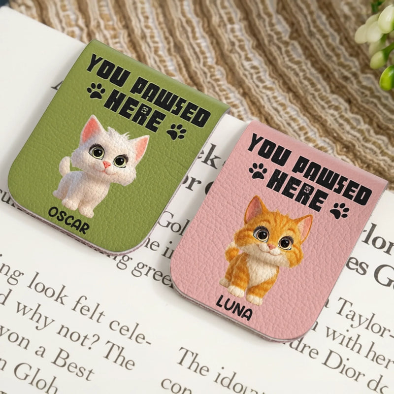 Custom Leather Magnetic Bookmark - Personalized  Bookish Gifts For Book Lovers, Bookworms, Dog Dad And Mom, Cat Owners - Where Stories Pause