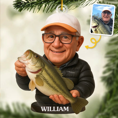 Custom Photo Acrylic Ornament - Personalized Christmas Birthday Fishing Gifts For Fisherman - Hooked On Happiness