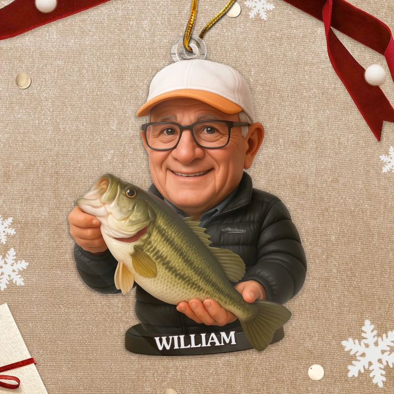 Custom Photo Acrylic Ornament - Personalized Christmas Birthday Fishing Gifts For Fisherman - Hooked On Happiness