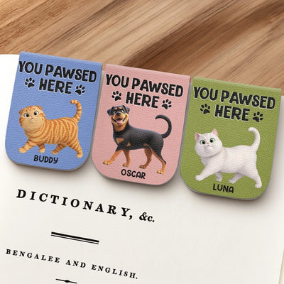 Custom Leather Magnetic Bookmark - Personalized  Bookish Gifts For Book Lovers, Bookworms, Dog Dad And Mom, Cat Owners - Lost In A Good Book