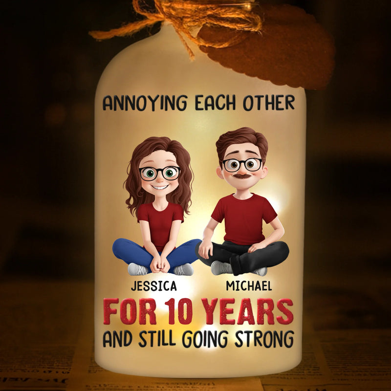 Custom Glass Bottle LED Light - Personalized Anniversary Wedding Gifts For Husband And Wife, Him And Her - Two Weirdos, One Love Story