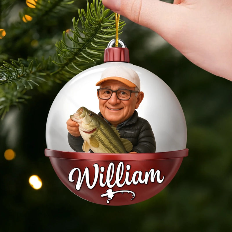 Custom Photo Acrylic Ornament - Personalized Christmas Birthday Fishing Gifts For Fisherman - Casting Dreams On Quiet Waters
