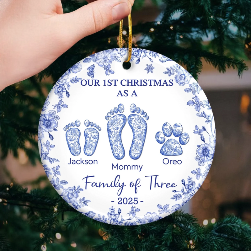 Custom First Christmas Ceramic Ornament - Personalized Christmas Birthday Gifts For Mom, Dad, Brother, Sister, Kids - Together Wrapped In Winter Magic