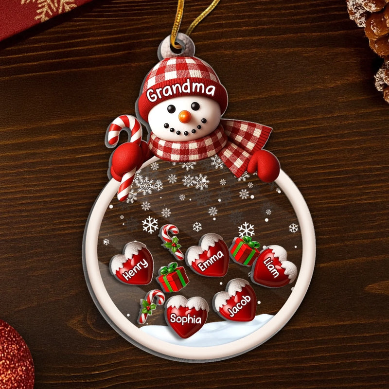 Custom Snowman 3 Layers Shaker Ornament - Personalized Christmas Birthday Gifts For Mom, Grandma - Cold Outside Warm Hearts