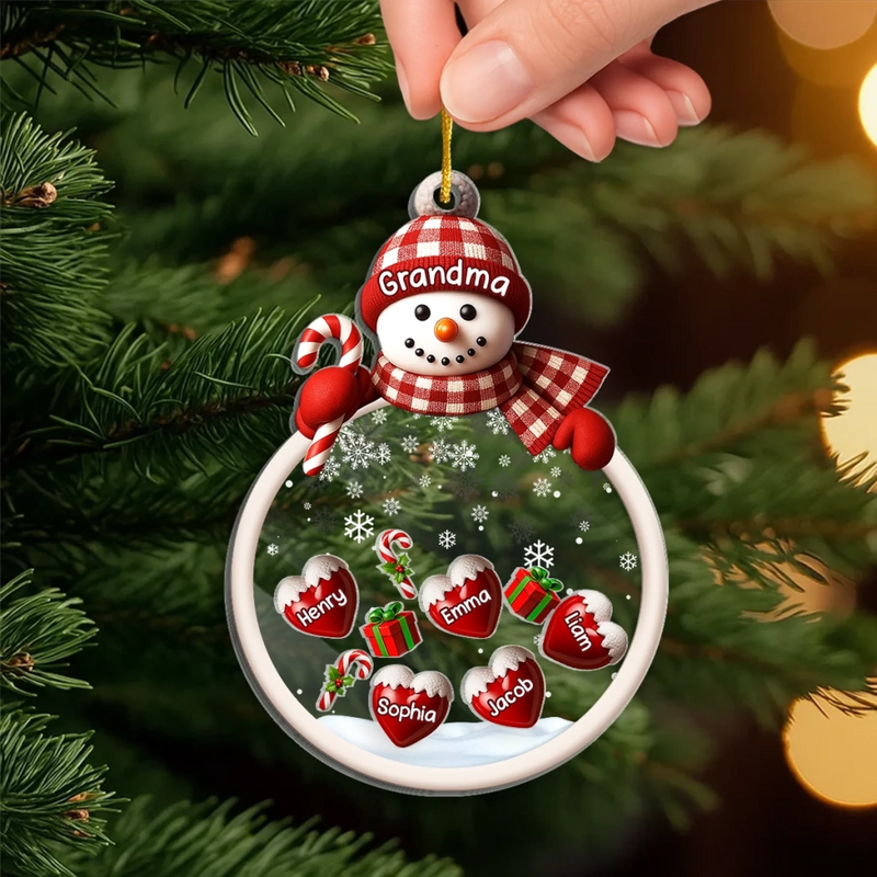 Custom Snowman 3 Layers Shaker Ornament - Personalized Christmas Birthday Gifts For Mom, Grandma - Cold Outside Warm Hearts