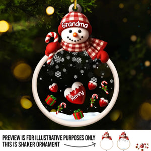 Custom Snowman 3 Layers Shaker Ornament - Personalized Christmas Birthday Gifts For Mom, Grandma - Cold Outside Warm Hearts