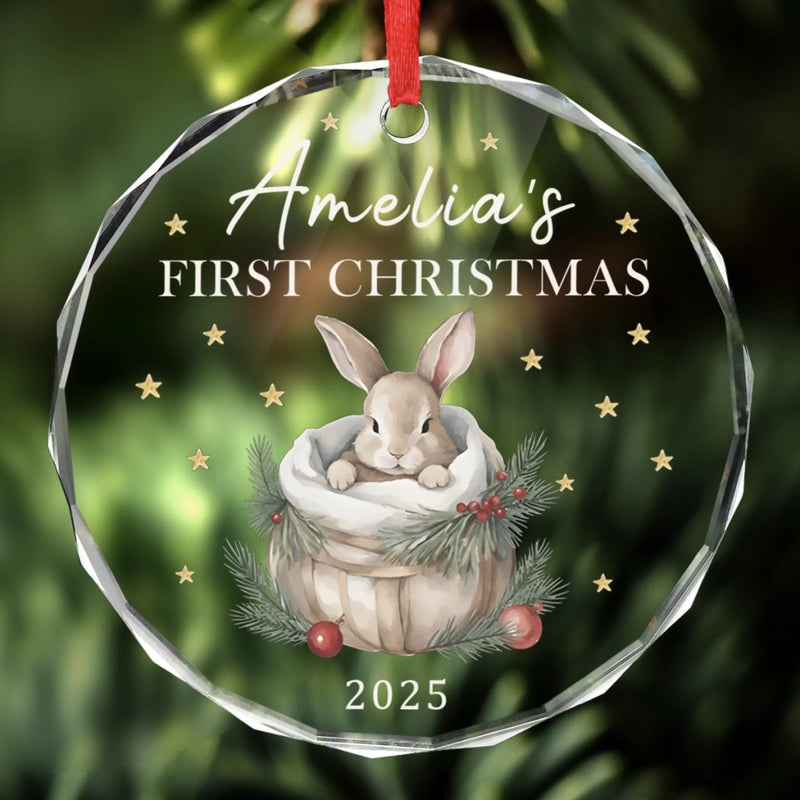 Custom Baby First Christmas Glass Ornament - Personalized Christmas Baby Shower, Gifts For New Moms, New Dads, New Parents - Our Little Star’s First Holiday