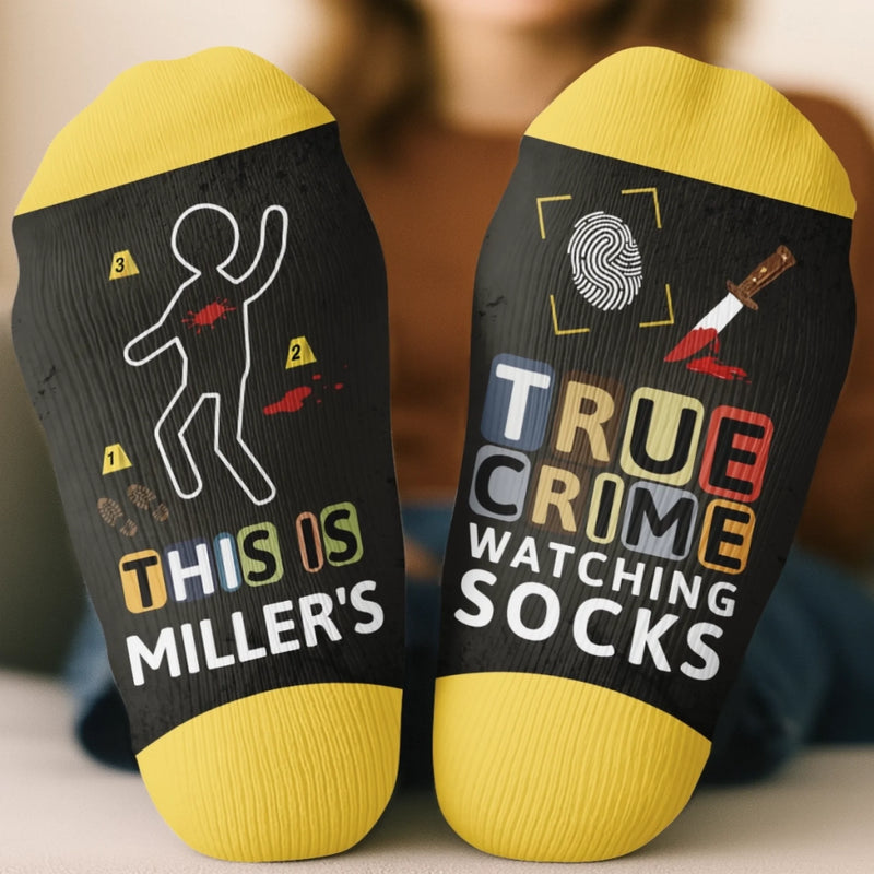 Custom True Crime Crew Socks - Personalized Birthday Gifts For Best Friends, Family, Coworker, Work Bestie - Killer Style Everyday