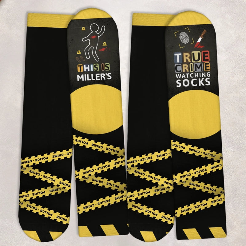 Custom True Crime Crew Socks - Personalized Birthday Gifts For Best Friends, Family, Coworker, Work Bestie - Killer Style Everyday