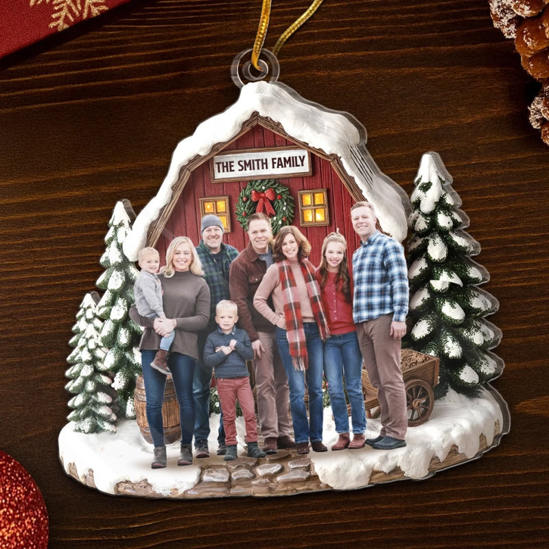 Custom Photo Acrylic Ornament - Personalized Christmas Birthday Gifts For Mom, Dad, Brother, Sister, Kids - Love Warms Every Christmas Night