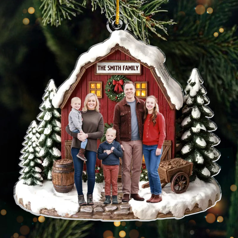 Custom Photo Acrylic Ornament - Personalized Christmas Birthday Gifts For Mom, Dad, Brother, Sister, Kids - Love Warms Every Christmas Night