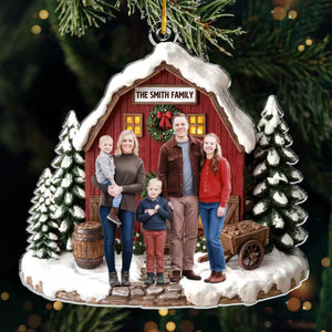 Custom Photo Acrylic Ornament - Personalized Christmas Birthday Gifts For Mom, Dad, Brother, Sister, Kids - Love Warms Every Christmas Night