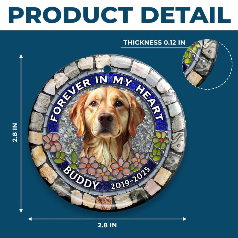 Custom Photo Ceramic Ornament - Personalized Pet Christmas Memorial Sympathy Gifts For Dogs, Cats - Paw Prints Stay Within Our Hearts