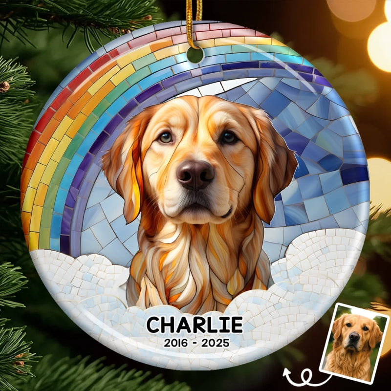 Custom Photo Ceramic Ornament - Personalized Pet Christmas Memorial Sympathy Gifts For Dogs, Cats - Gentle Companions Forever Remembered