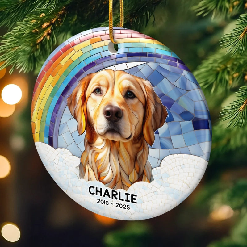 Custom Photo Ceramic Ornament - Personalized Pet Christmas Memorial Sympathy Gifts For Dogs, Cats - Gentle Companions Forever Remembered