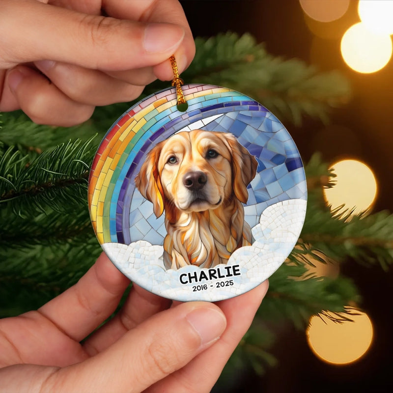 Custom Photo Ceramic Ornament - Personalized Pet Christmas Memorial Sympathy Gifts For Dogs, Cats - Gentle Companions Forever Remembered