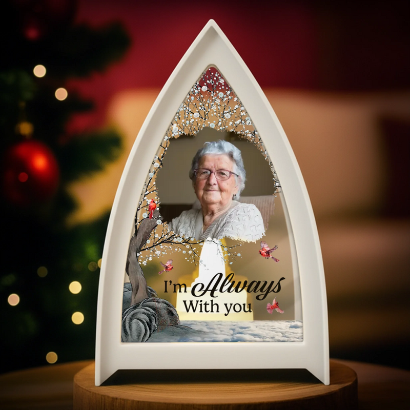 Custom Photo LED Tabletop Lantern Light - Personalized Christmas Memorial Sympathy Gifts For Loss Of Mom, Dad - A Life Cherished Never Forgotten