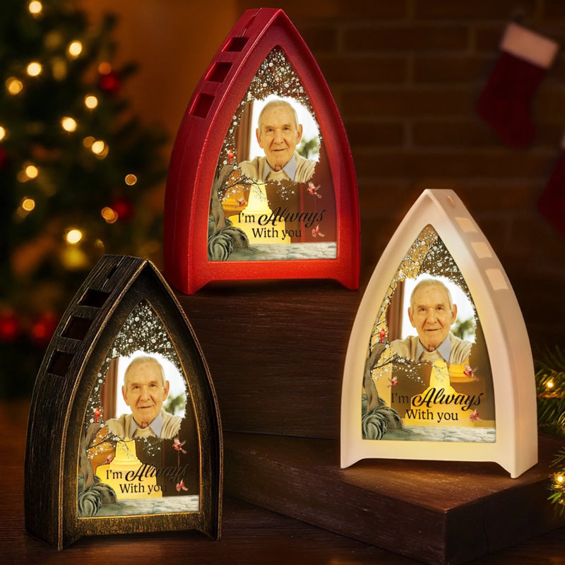 Custom Photo LED Tabletop Lantern Light - Personalized Christmas Memorial Sympathy Gifts For Loss Of Mom, Dad - A Life Cherished Never Forgotten
