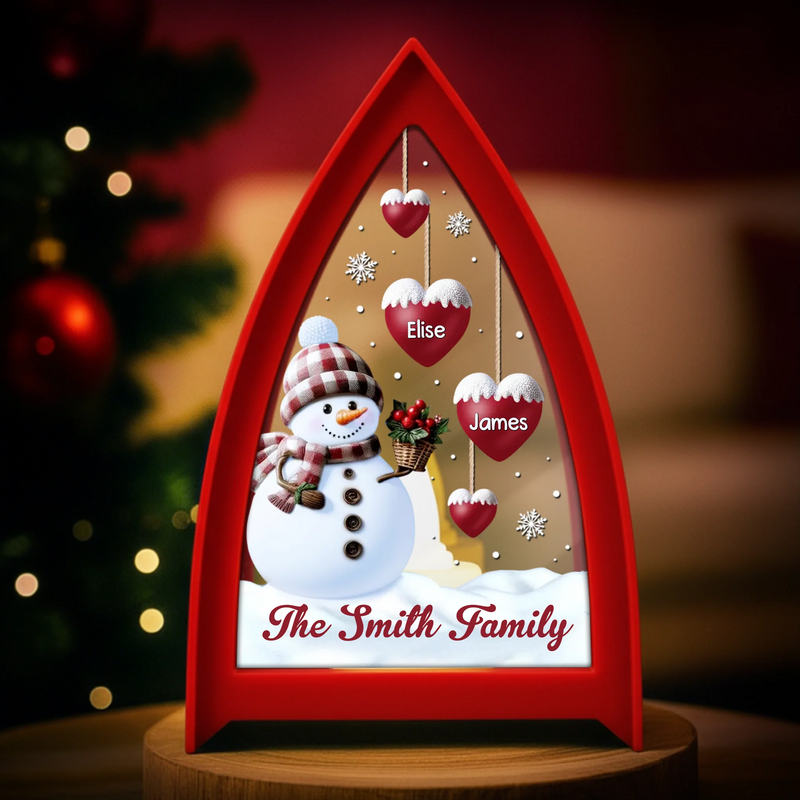 Custom Snowman LED Tabletop Lantern Light - Personalized Christmas Birthday Gifts For Mom, Dad, Brother, Sister, Kids - Love Remains Beyond The Years