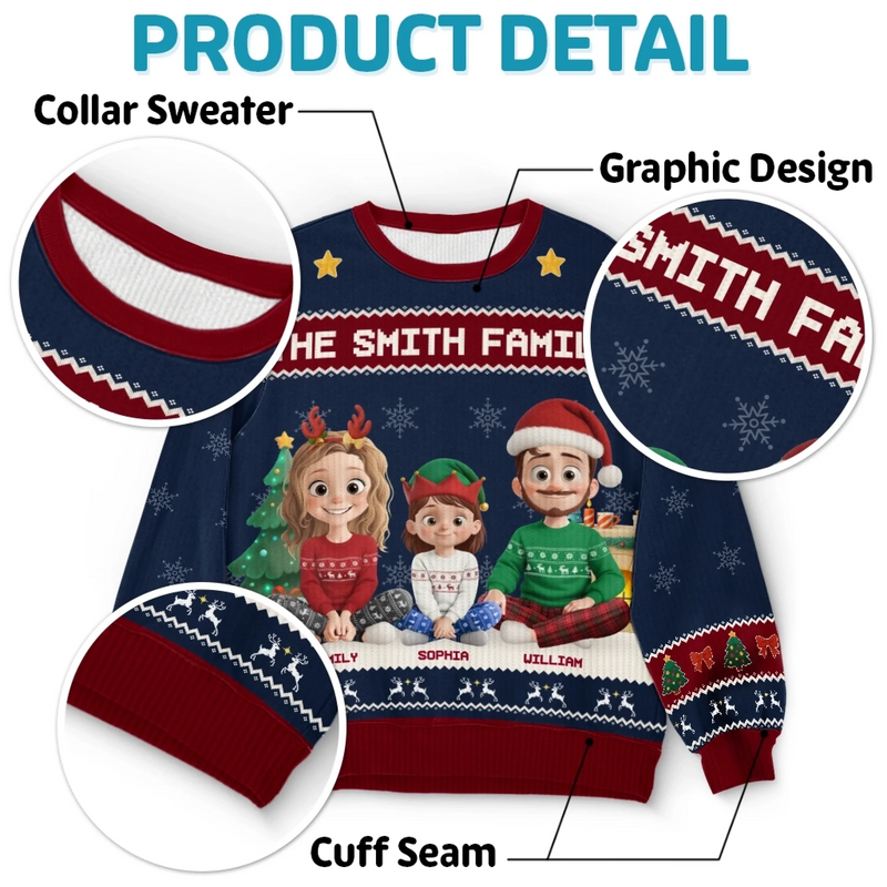 Custom Unisex Ugly Sweatshirt - Personalized  Christmas Birthday Gifts For Family, Dog Cat Lovers - All We Need For Christmas Is Family