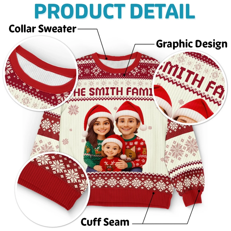 Custom Photo Unisex Ugly Sweatshirt - Personalized  Christmas Birthday Gifts For Mom, Dad, Brother, Sister, Kids - All Wrapped Up In Love