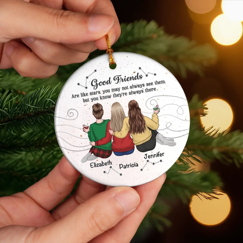 Custom Ceramic Ornament - Personalized Best Friend Christmas Birthday Gifts For Women, Besties, Sisters, BFF - Forever On Your Side