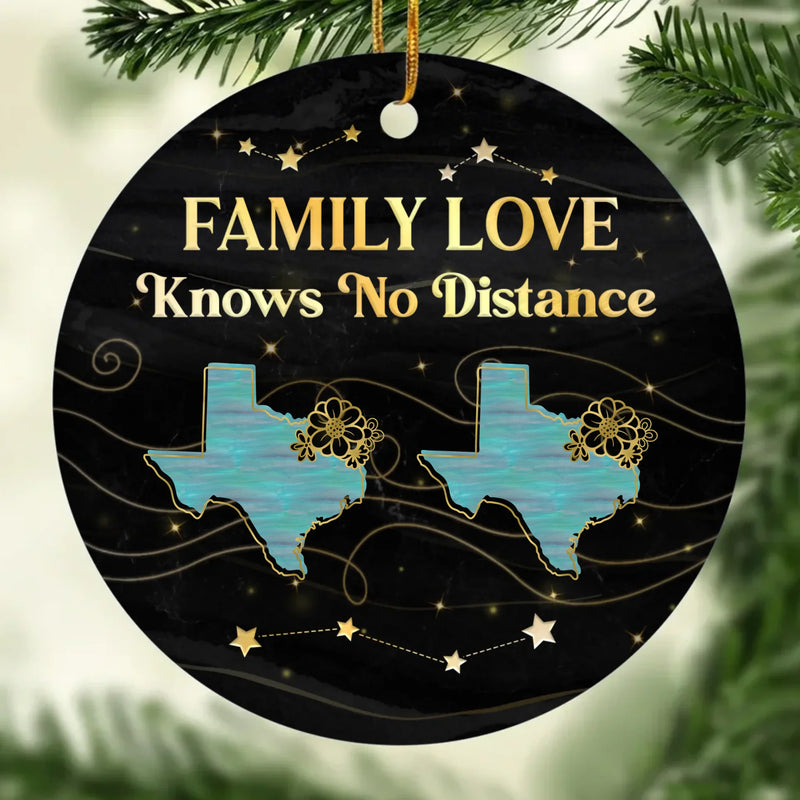 Custom Long Distance Ceramic Ornament - Personalized Christmas Birthday Gifts For Mom, Dad, Brother, Sister, Kids - Wherever We Are, Love Finds The Way