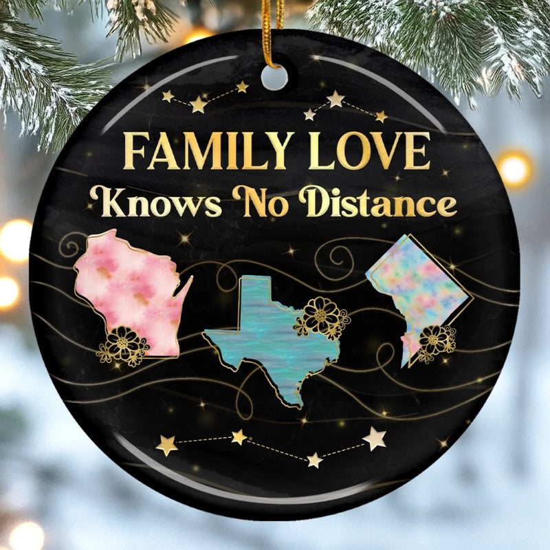 Custom Long Distance Ceramic Ornament - Personalized Christmas Birthday Gifts For Mom, Dad, Brother, Sister, Kids - Wherever We Are, Love Finds The Way