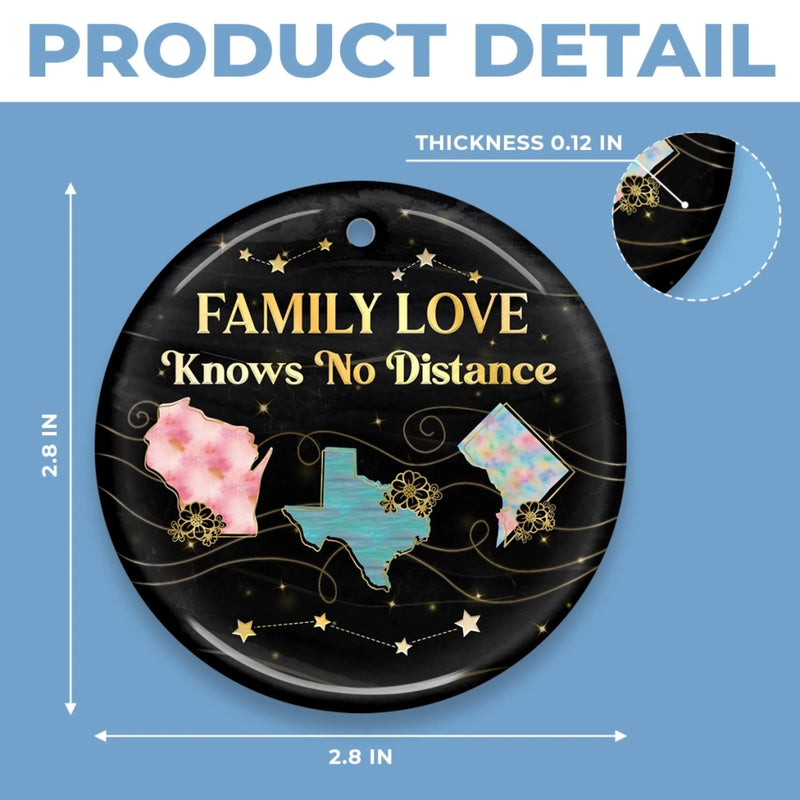 Custom Long Distance Ceramic Ornament - Personalized Christmas Birthday Gifts For Mom, Dad, Brother, Sister, Kids - Wherever We Are, Love Finds The Way