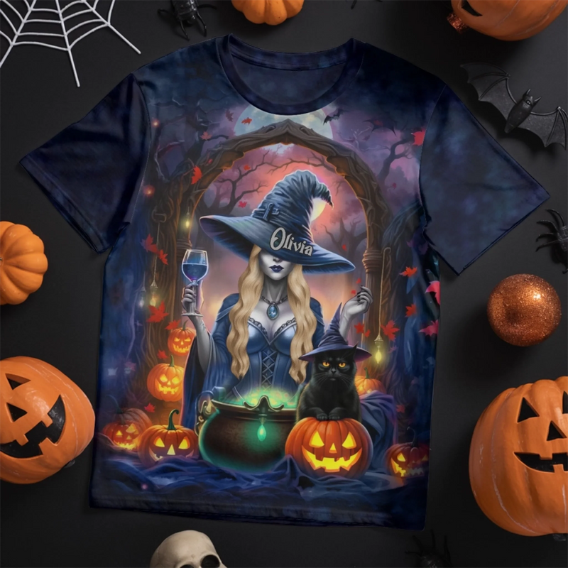 Custom Unisex T-shirt - Personalized Halloween Witchy Gifts For Besties, Sisters, BFF, Family, Yourself - Living Free With A Spellbound Heart