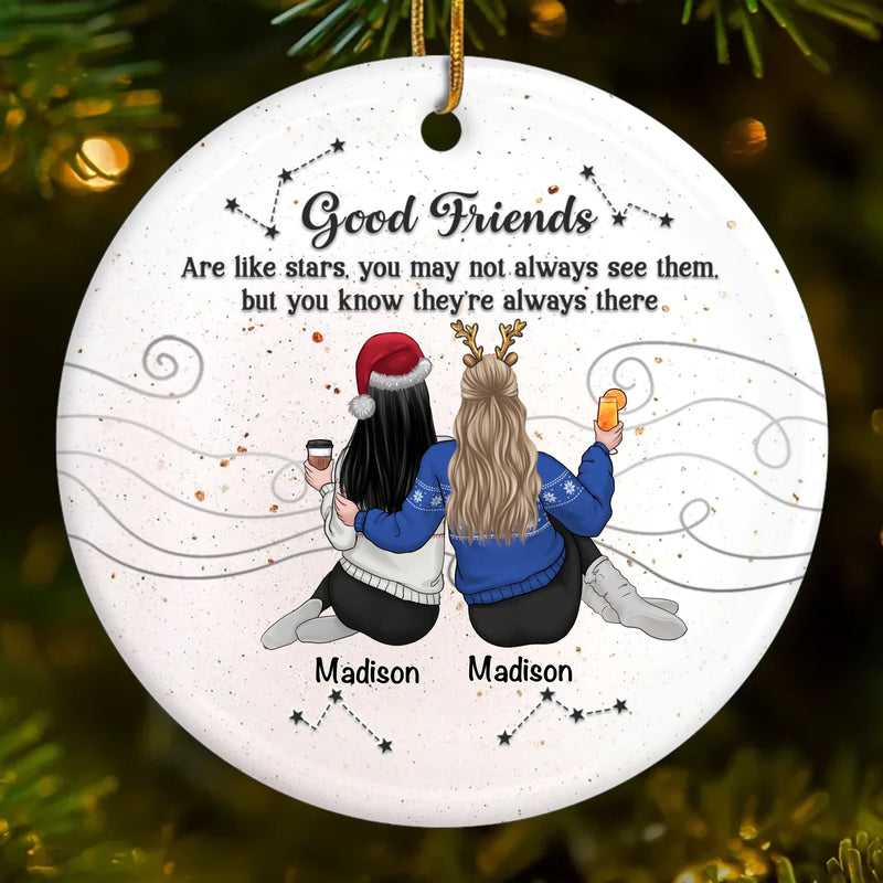 Custom Ceramic Ornament - Personalized Best Friend Christmas Birthday Gifts For Women, Besties, Sisters, BFF - Forever On Your Side