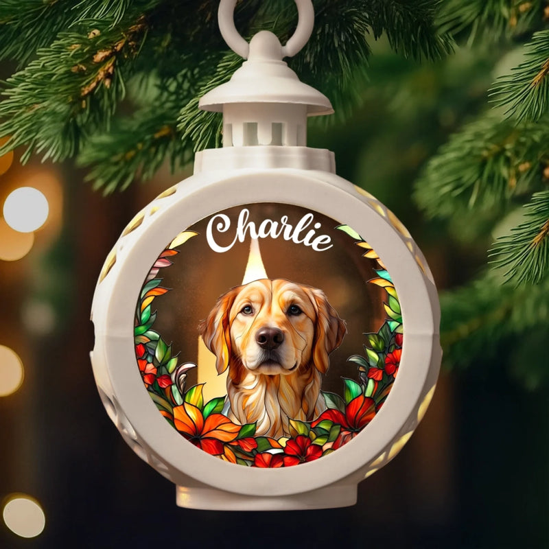Custom Photo Candlelight Lantern Ornament - Personalized Pet Christmas Memorial Sympathy Gifts For Dogs, Cats - Gentle Paws Leave Lasting Love