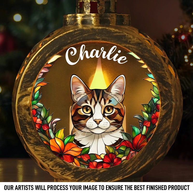 Custom Photo Candlelight Lantern Ornament - Personalized Pet Christmas Memorial Sympathy Gifts For Dogs, Cats - Gentle Paws Leave Lasting Love