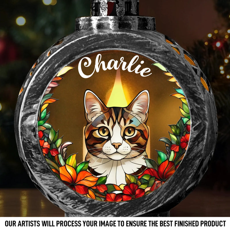 Custom Photo Candlelight Lantern Ornament - Personalized Pet Christmas Memorial Sympathy Gifts For Dogs, Cats - Gentle Paws Leave Lasting Love