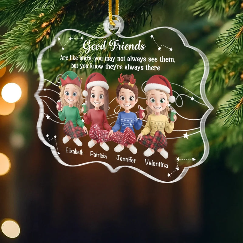 Custom Acrylic Ornament - Personalized Best Friend Christmas Birthday Gifts For Women, Besties, Sisters, BFF - Chaos Crew Forever