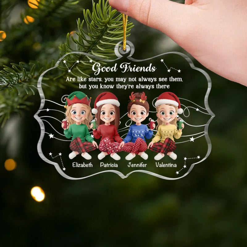 Custom Acrylic Ornament - Personalized Best Friend Christmas Birthday Gifts For Women, Besties, Sisters, BFF - Chaos Crew Forever