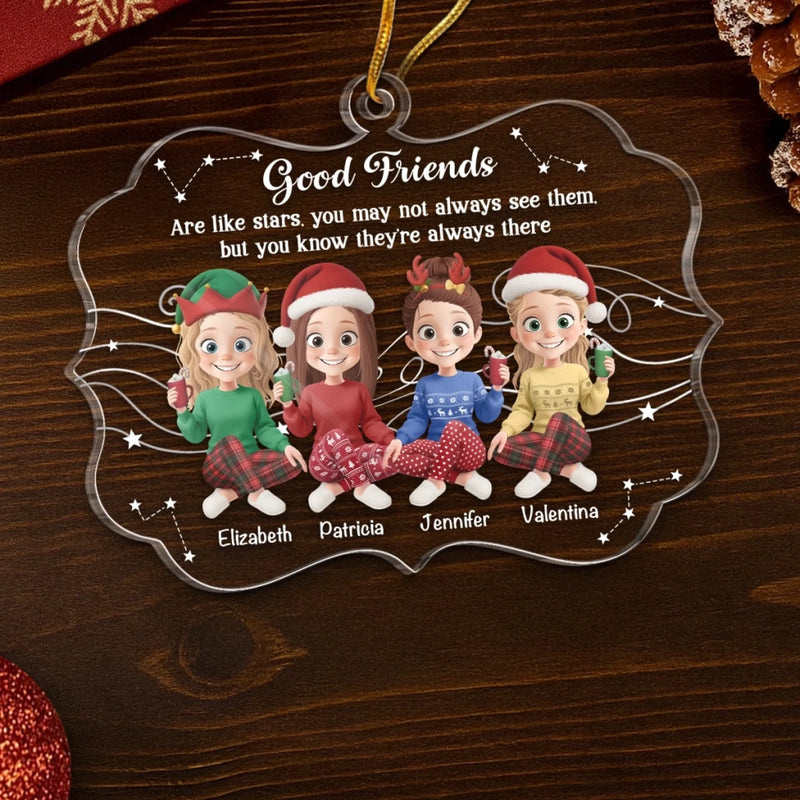 Custom Acrylic Ornament - Personalized Best Friend Christmas Birthday Gifts For Women, Besties, Sisters, BFF - Chaos Crew Forever