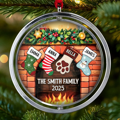 Custom Acrylic Rotating Ornament - Personalized Christmas Birthday Gifts For Mom, Dad, Brother, Sister, Kids - Blessed With Family Love