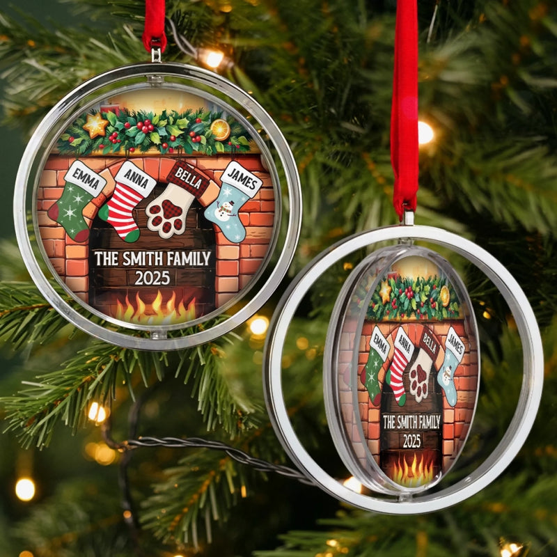 Custom Acrylic Rotating Ornament - Personalized Christmas Birthday Gifts For Mom, Dad, Brother, Sister, Kids - Blessed With Family Love