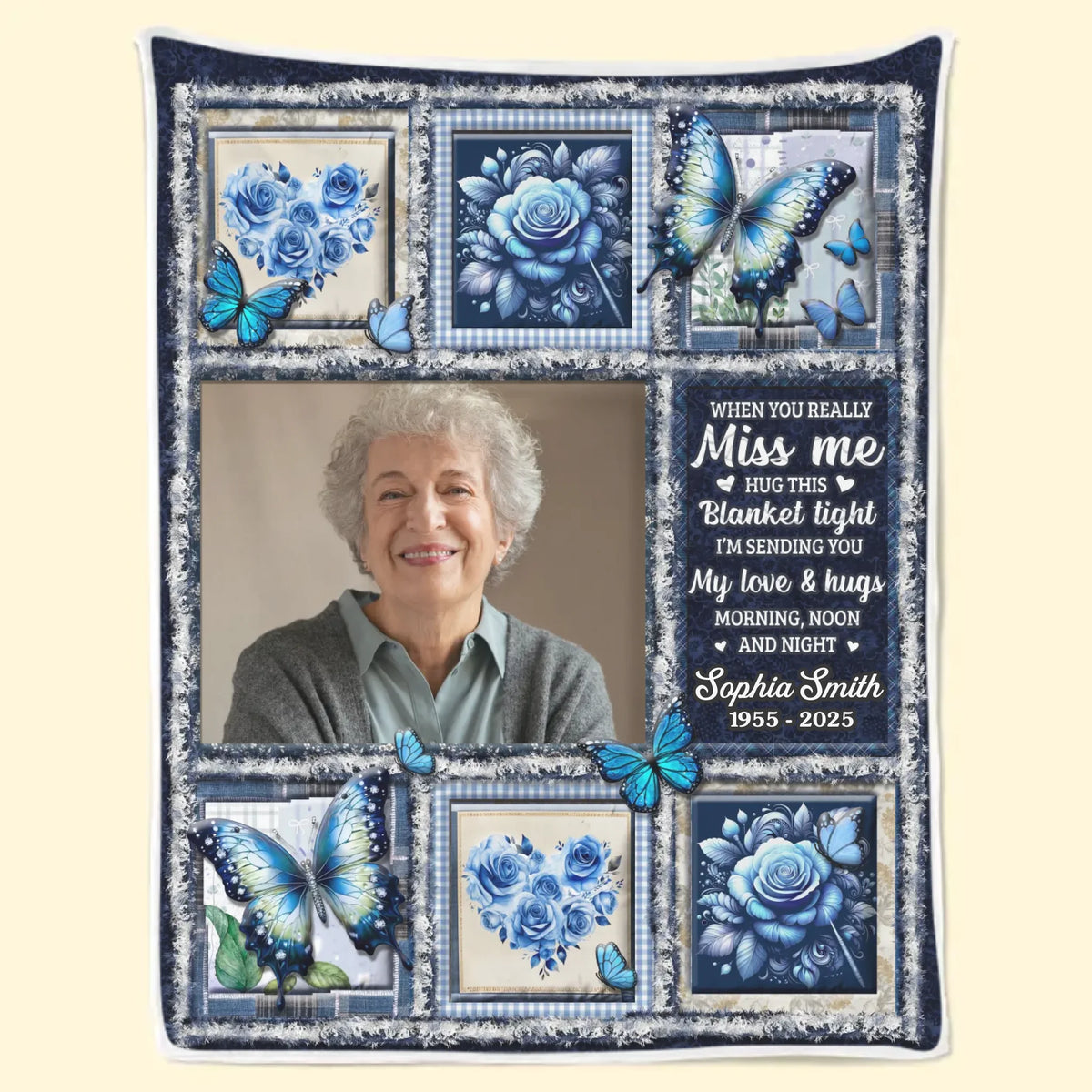 Custom Photo Blanket - Personalized Christmas Memorial Sympathy Gifts For Loss Of Mom, Dad - Love Lives Beyond The Years