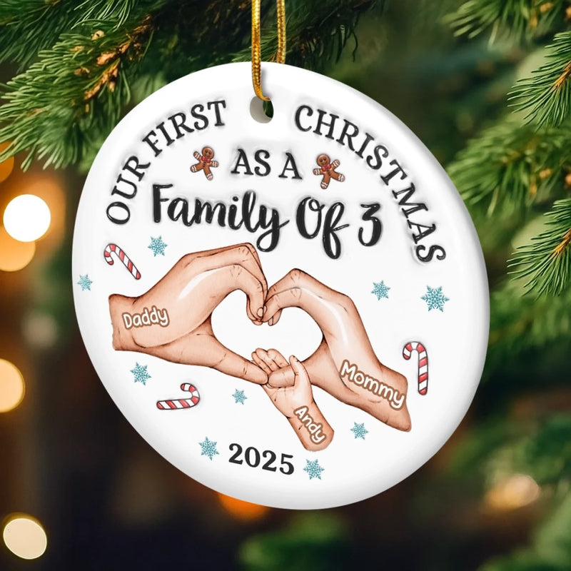 Custom First Christmas Ceramic Ornament - Personalized Christmas Birthday Gifts For Mom, Dad, Brother, Sister, Kids - Together Is Our Best Place