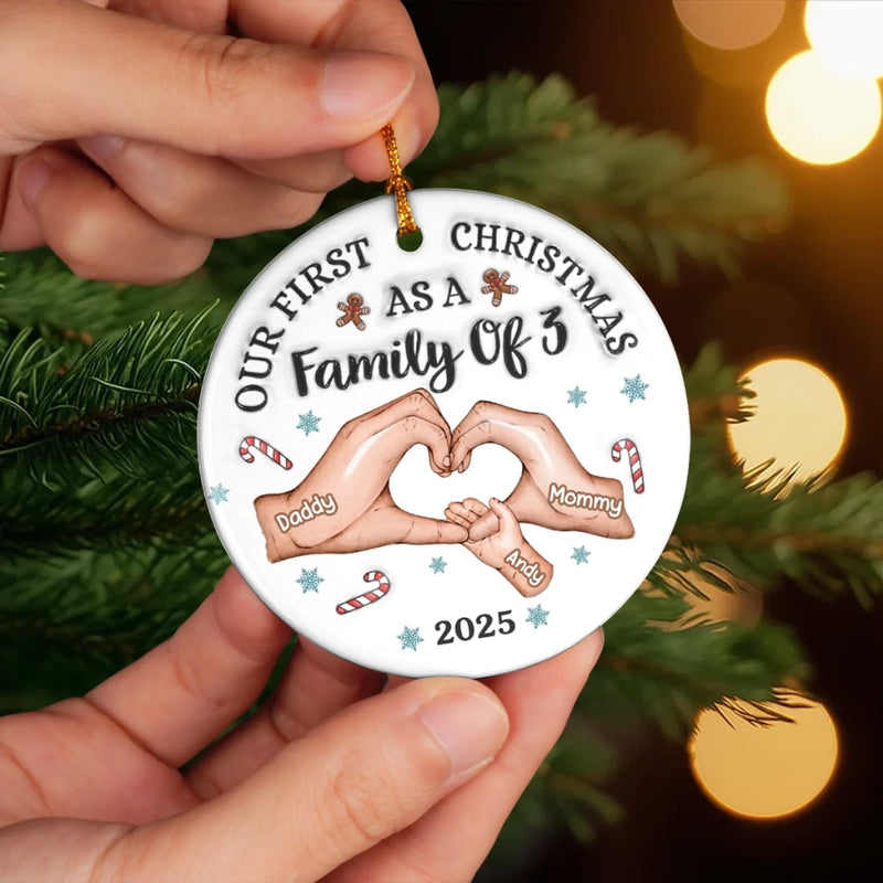 Custom First Christmas Ceramic Ornament - Personalized Christmas Birthday Gifts For Mom, Dad, Brother, Sister, Kids - Together Is Our Best Place