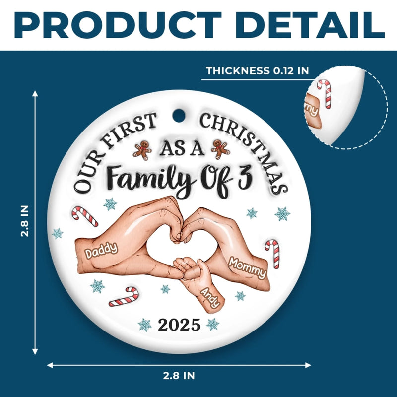 Custom First Christmas Ceramic Ornament - Personalized Christmas Birthday Gifts For Mom, Dad, Brother, Sister, Kids - Together Is Our Best Place