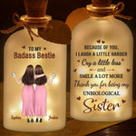 Custom Glass Bottle LED Light - Personalized Christmas Best Friend Birthday Gifts For Women, Besties, Sisters, BFF - Bestie Laughs Brighten My Days