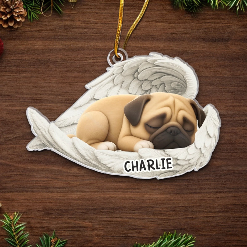Custom Acrylic Ornament - Personalized Pet Christmas Memorial Sympathy Gifts For Dogs - Paws In Heaven, Love In My Heart