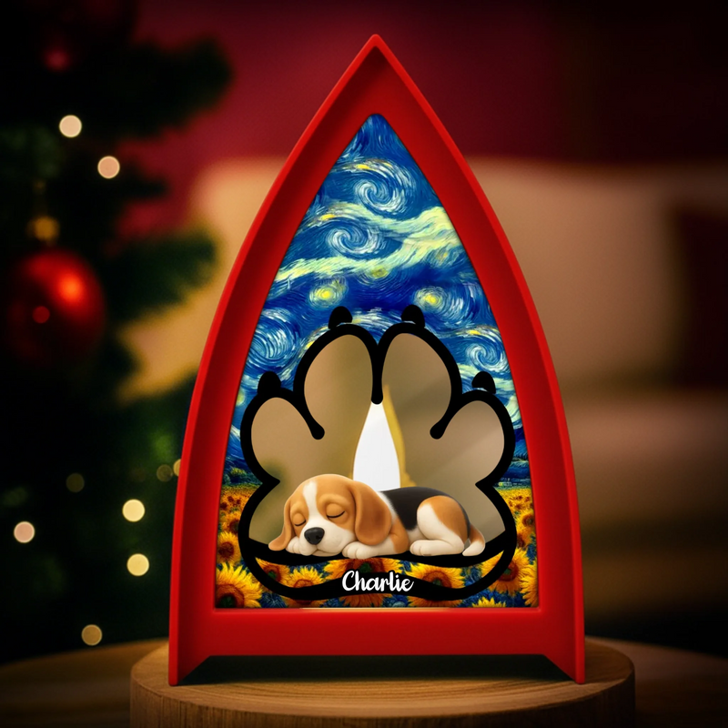 Custom Starry Night LED Tabletop Lantern Light - Personalized Pet Christmas Memorial Sympathy Gifts For Dogs - Forever My Flame