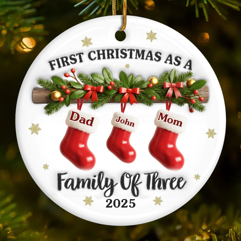 Custom First Christmas Ceramic Ornament - Personalized Christmas Birthday Gifts For Family, Dog Cat Lovers - Our First Noel As A Family