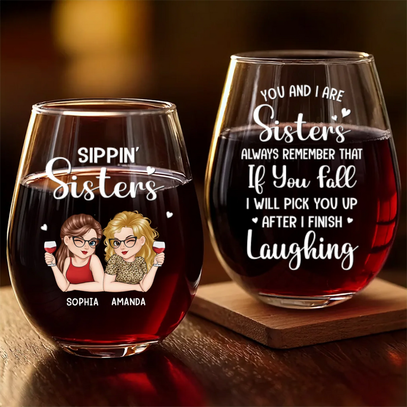 Custom Wine Glass - Personalized Best Friend Birthday Gifts For Women, Besties, Sisters, BFF - Forever My Drinking Buddy